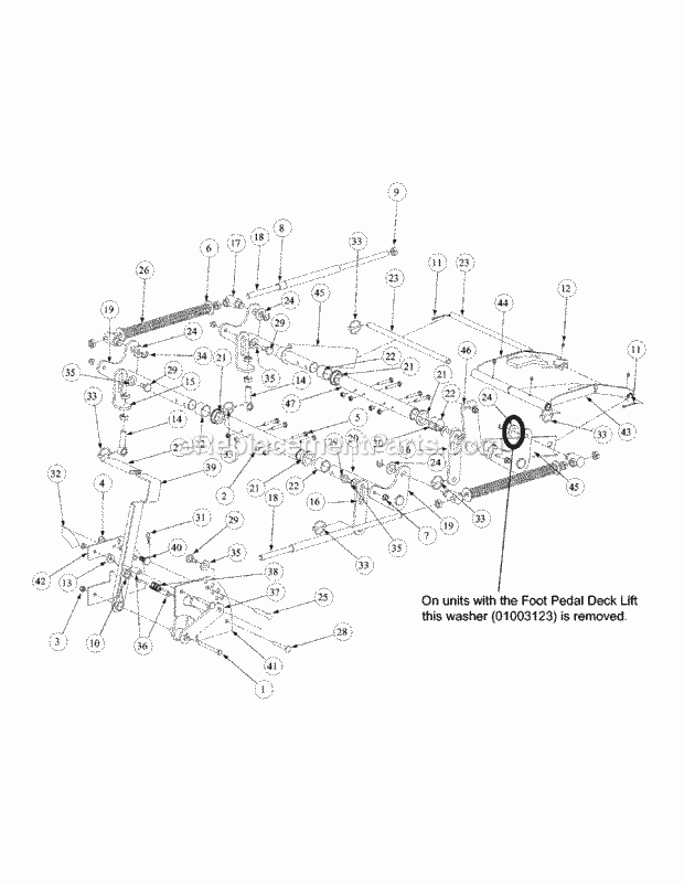Lift Assembly Diagram and Parts List for M60-KW 53AB5DBX150-23-HP Cub Cadet Lawn Tractor